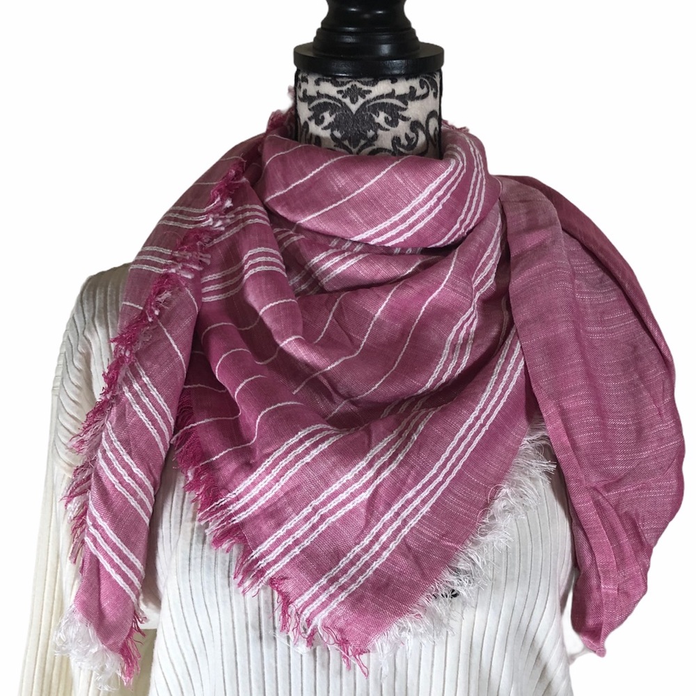 NWT Nordstrom Treasure & Bond Scarf Pink White Stripe Oversized Wrap Lightweight